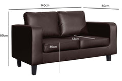 Box Brown Leather 2 Seater Sofa