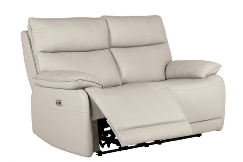 Turin Genuine Leather Chalk Electric Power Recliner 2 Seater Sofa