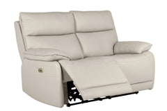 Turin Genuine Leather Chalk Electric Power Recliner 2 Seater Sofa