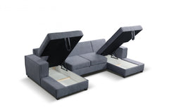 Brixton Grey Fabric U Shape Corner Bed With Storage