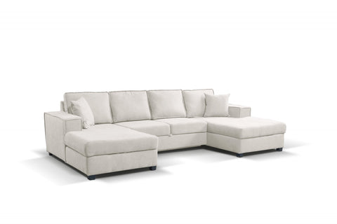 Brixton Cream Fabric U Shape Corner Bed With Storage