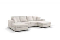 Brixton Cream Fabric U Shape Corner Bed With Storage