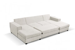 Brixton Cream Fabric U Shape Corner Bed With Storage