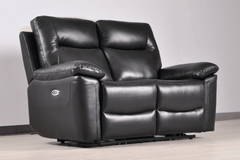 Amarien Genuine Leather Black Electric Power Recliner 2 Seater