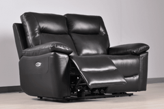 Amarien Genuine Leather Black Electric Power Recliner 2 Seater