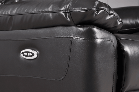 Amarien Genuine Leather Black Electric Power Recliner 2 Seater