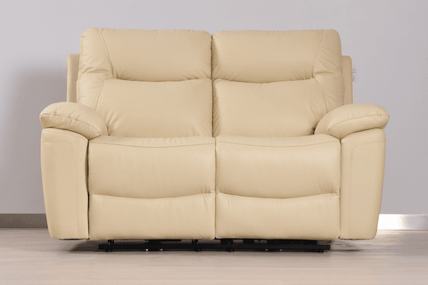 Amarien Genuine Leather Cream Electric Power Recliner 2 Seater