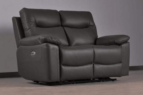 Amarien Genuine Leather Grey Electric Power Recliner 2 Seater