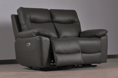 Amarien Genuine Leather Grey Electric Power Recliner 2 Seater