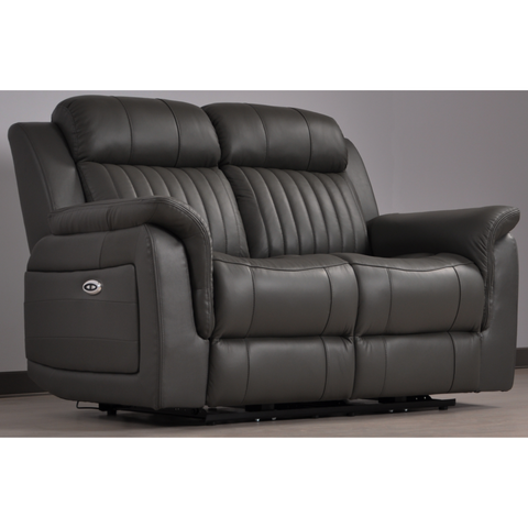 Cidliano Genuine Leather Grey Electric Power Recliner 2 Seater Sofa