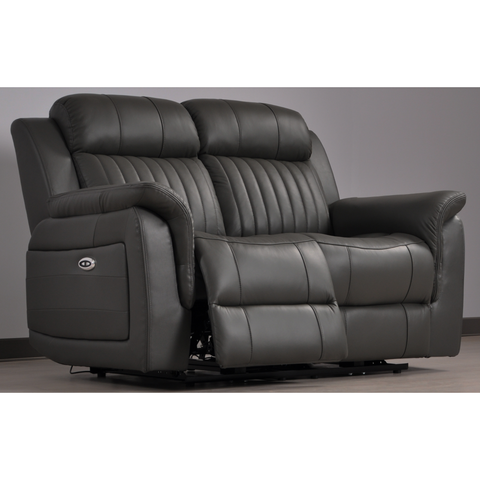 Cidliano Genuine Leather Grey Electric Power Recliner 2 Seater Sofa