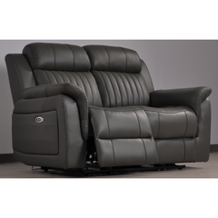 Cidliano Genuine Leather Grey Electric Power Recliner 2 Seater Sofa