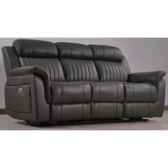 Cidliano Genuine Leather Grey Electric Power Recliner 3 Seater Sofa
