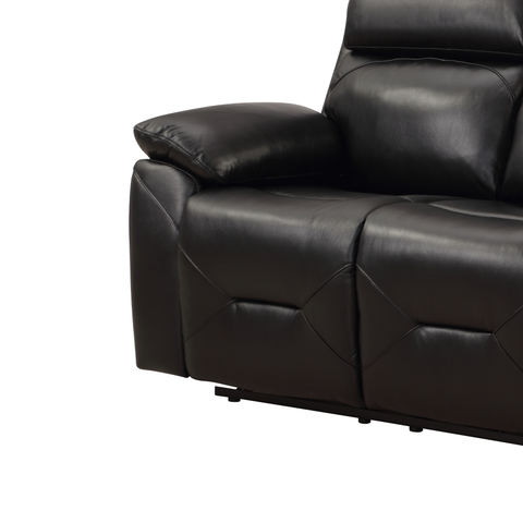 Renato Genuine Leather Black Electric Power Recliner 3 Seater