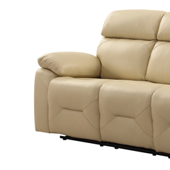 Renato Genuine Leather Cream Electric Power Recliner 3 Seater