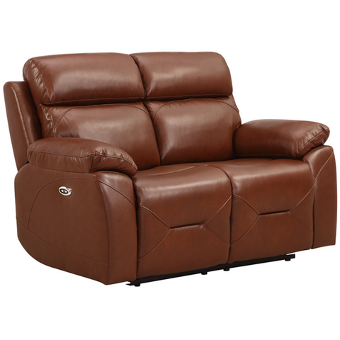 Renato Genuine Leather Tan Electric Power Recliner 2 Seater