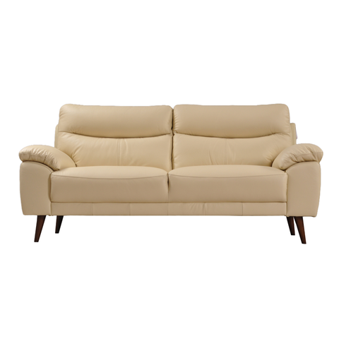 Vantage Genuine Leather Cream 3 Seater Sofa