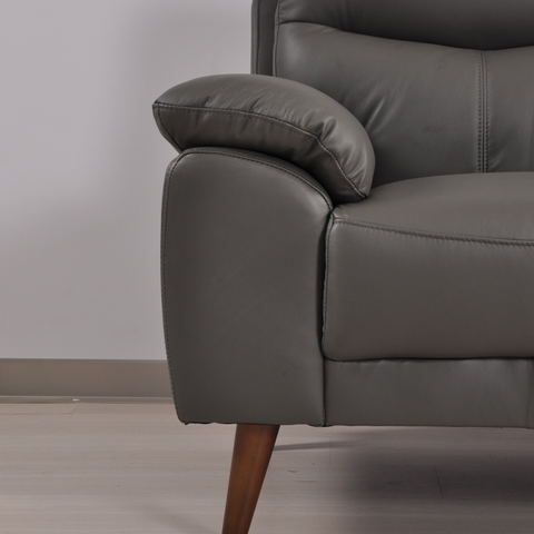 Vantage Genuine Leather Grey 2 Seater Sofa