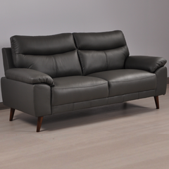 Vantage Genuine Leather Grey 3 Seater Sofa
