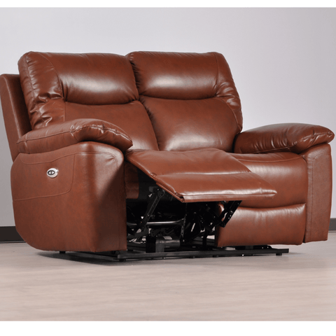 Amarien Genuine Leather Tan Electric Power Recliner 2 Seater