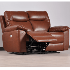 Amarien Genuine Leather Tan Electric Power Recliner 2 Seater