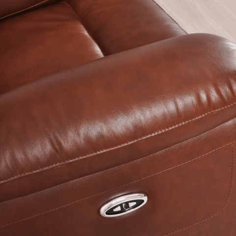 Amarien Genuine Leather Tan Electric Power Recliner 2 Seater