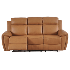 Annecy Genuine Leather Caramel Electric Power Recliner 3 Seater Sofa