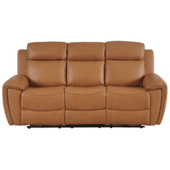 Annecy Genuine Leather Caramel Electric Power Recliner 3 Seater Sofa
