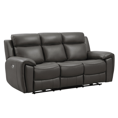 Annecy Genuine Leather Grey Electric Power Recliner 3 Seater