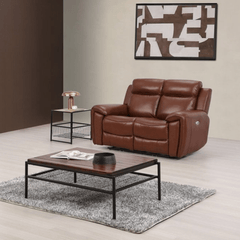 Annecy Genuine Leather Tan Electric Power Recliner 2 Seater