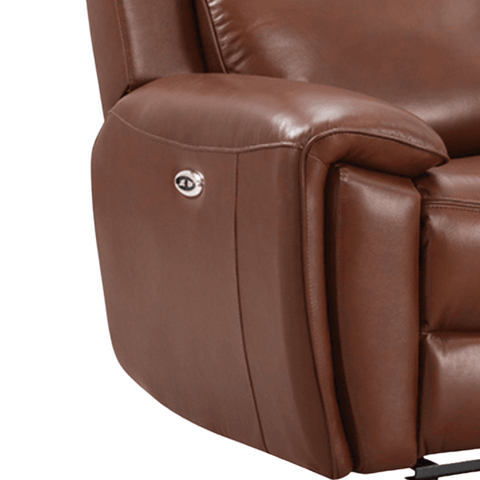 Annecy Genuine Leather Tan Electric Power Recliner 3 Seater