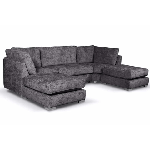 Bishop Coal Alaska Fabric U Shape High Back Corner Sofa