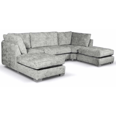 Bishop Silver Alaska Fabric U Shape High Back Corner Sofa