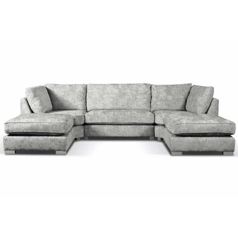 Bishop Silver Alaska Fabric U Shape High Back Corner Sofa