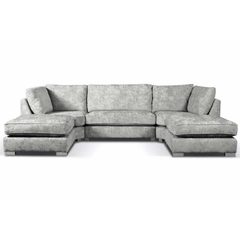 Bishop Silver Alaska Fabric U Shape High Back Corner Sofa