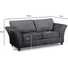 Canterbury Grey Fabric 3 Seater Sofa