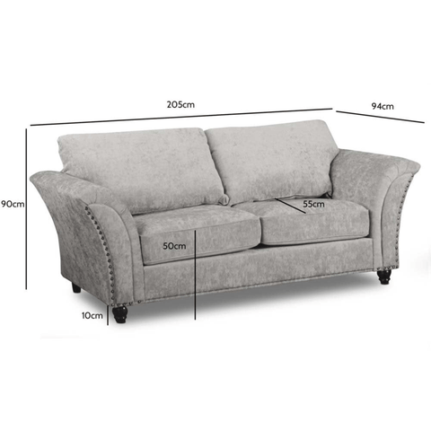 Canterbury Truffle Fabric 3 Seater Sofa