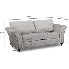 Canterbury Truffle Fabric 3 Seater Sofa