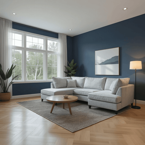 Carnaby Silver  Fabric U Shape High Back Corner Sofa + Footstool