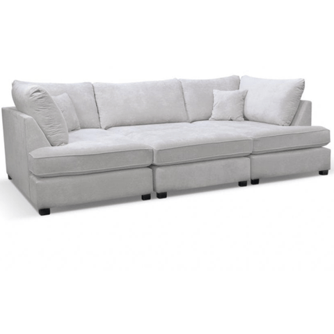 Carnaby Silver  Fabric U Shape High Back Corner Sofa + Footstool