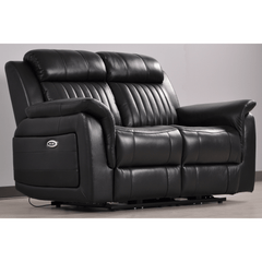 Cidliano Genuine Leather Black Electric Power Recliner 2 Seater Sofa