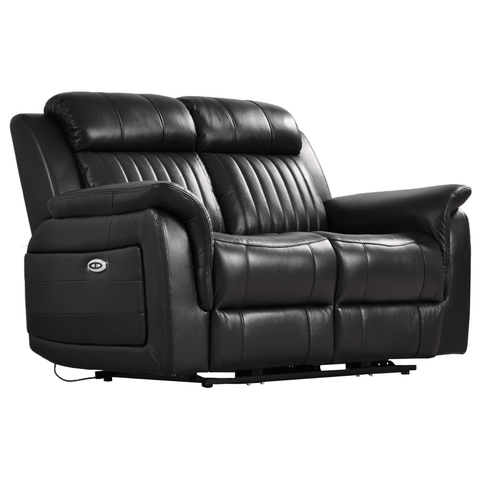Cidliano Genuine Leather Black Electric Power Recliner 2 Seater Sofa