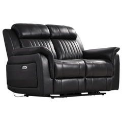Cidliano Genuine Leather Black Electric Power Recliner 2 Seater Sofa