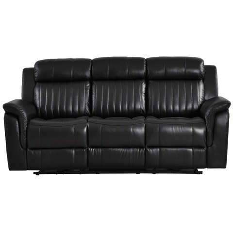 Cidliano Genuine Leather Black Electric Power Recliner 3 Seater Sofa