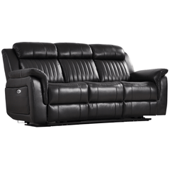 Cidliano Genuine Leather Black Electric Power Recliner 3 Seater Sofa