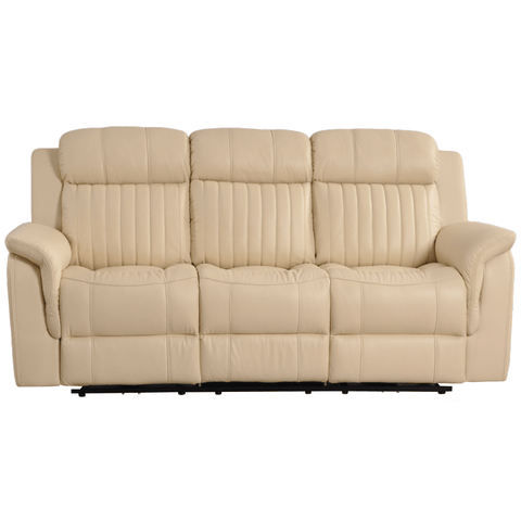 Cidliano Genuine Leather Cream Electric Power Recliner 3 Seater Sofa