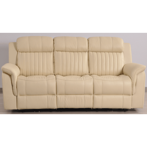 Cidliano Genuine Leather Cream Electric Power Recliner 3 Seater Sofa