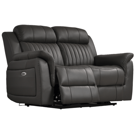 Cidliano Genuine Leather Grey Electric Power Recliner 2 Seater Sofa