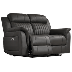 Cidliano Genuine Leather Grey Electric Power Recliner 2 Seater Sofa