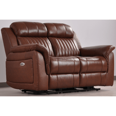Cidliano Genuine Leather Tan Electric Power Recliner 2 Seater Sofa
